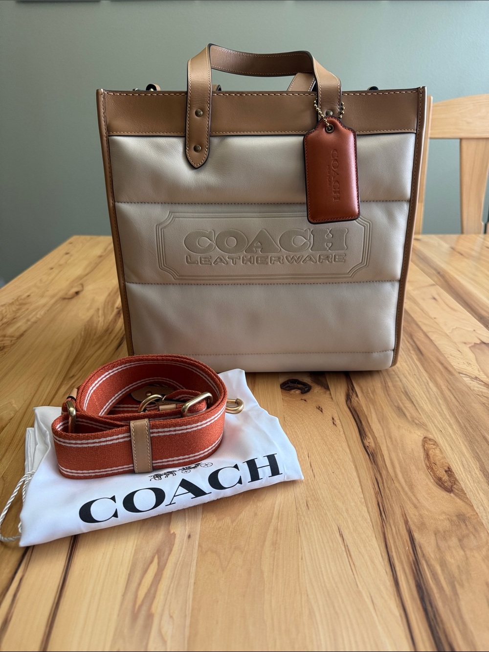Coach Field Tote With Colorblock Quilting And Coach Badge